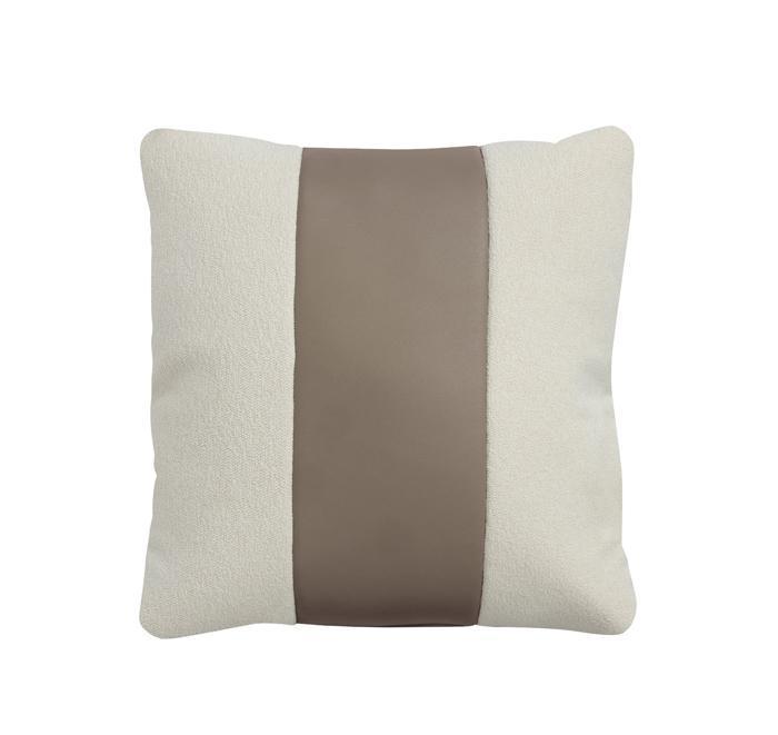 Coussin Rayures Ecru Taupe